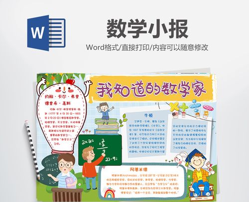 数学家小报手抄报word模板图片