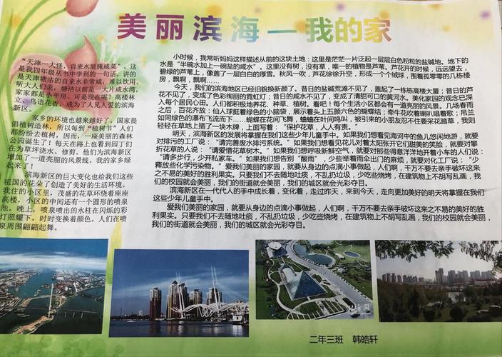 美丽滨海我的家手抄报文明创建齐参与