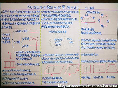 数学手抄报平行四边形和梯形知识整理