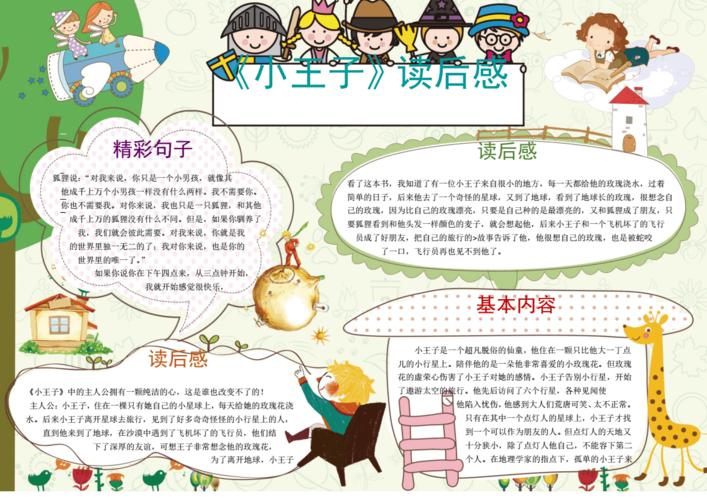 可爱小王子读书小报读书手抄报word模板.pdf 1页