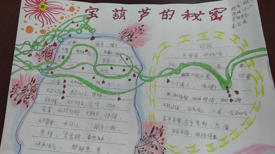 张店区兴学街小学三年级三班手抄报《宝葫芦的秘密》指导老师袁宝英