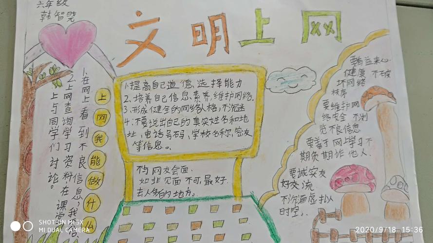 共建网络安全共享网络文明岳家庄小学手抄报展示