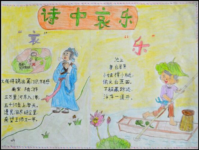 在诗词中徜徉记报慈小学首届阅读节四五年级手抄报诗配画比赛