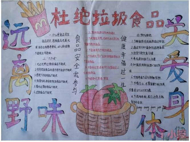 关于食品安全在健康伴我行手抄报怎么画简单漂亮小学生一等奖