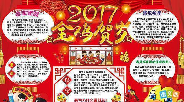 2017鸡年手抄报金鸡贺岁