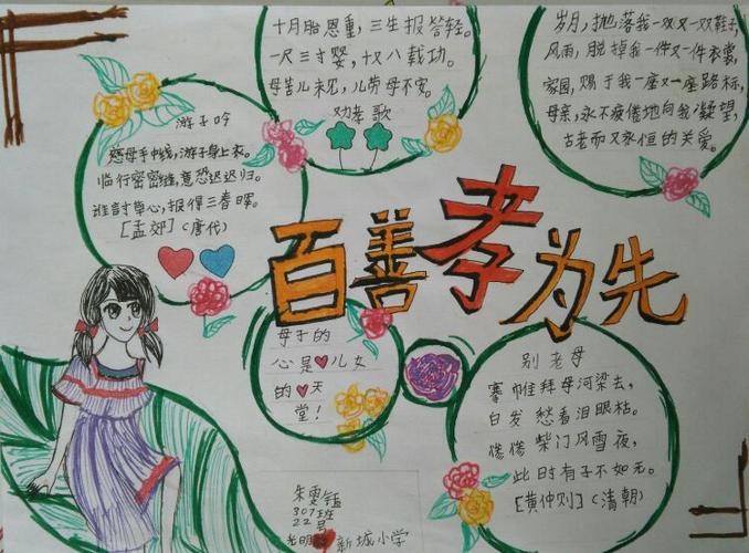 光明新城小学孝德手抄报系列三年级作品选登