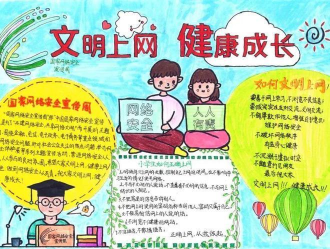 全市中小学生网络安全手抄报优秀作品出炉快来欣赏吧网络文明武邑县委