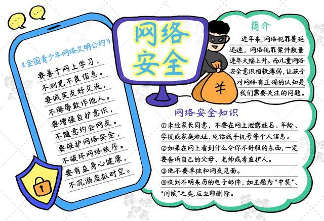 简单好看的网络安全手抄报含内容文字老师布置的作业不用愁