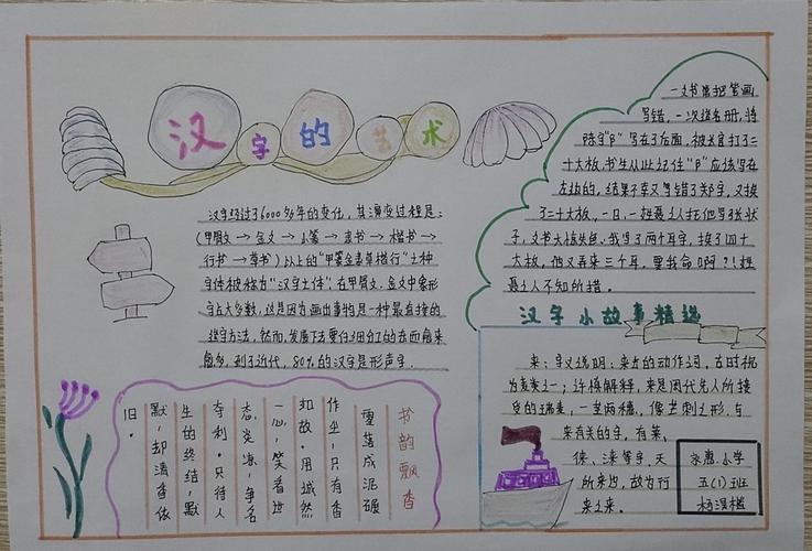 横竖撇捺有乾坤一点一画成文章永惠小学五1班汉字手抄报