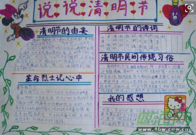 小学生清明节手抄报一等奖图片10张清明节手抄报内容20字50字