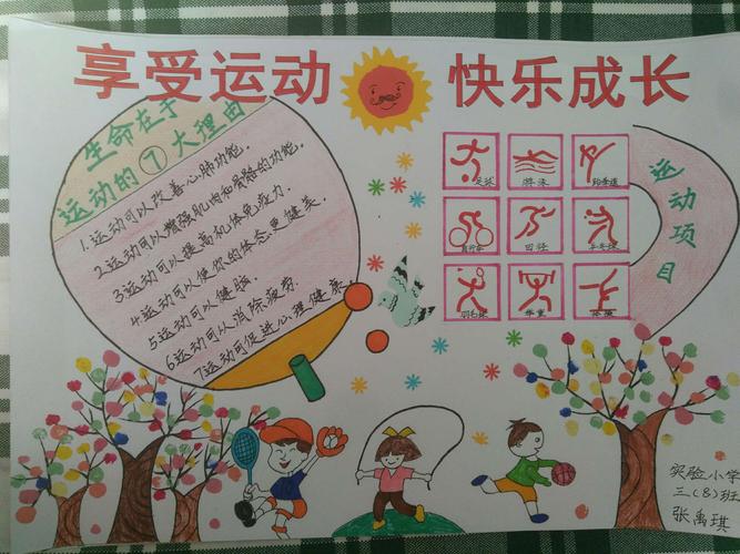 实验小学《运动与健康》手抄报展示一等奖作品