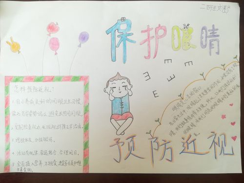 桥东里小学 二年级四班 《预防近视》手抄报