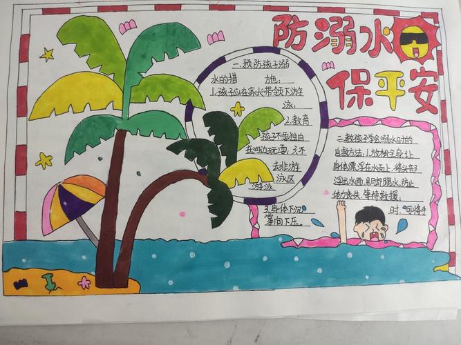 预防溺水珍爱生命大水田乡小学举办防溺水手抄报绘画比赛