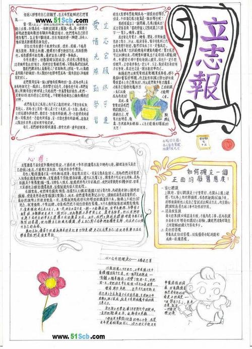 高中生手抄报版面设计图例立志报图片手抄报版面设计-学笔画