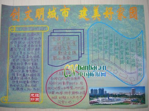 创文明城市 建美好家园手抄报