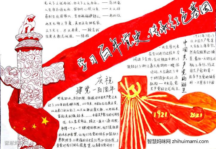 学百年党史传承红色基因手抄报绘画