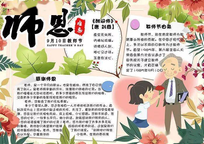 教师节手抄报内容