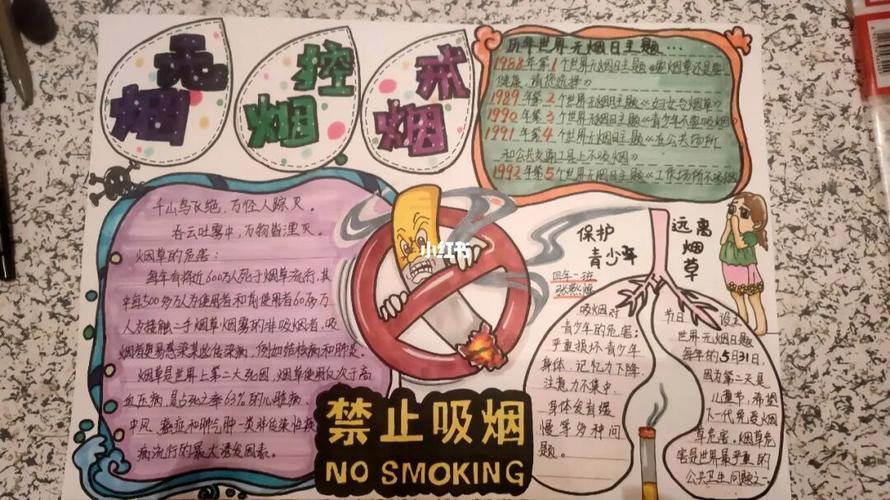 学生制作的戒烟主题手抄报戒烟手抄报版面设计图小学禁烟宣传手抄报