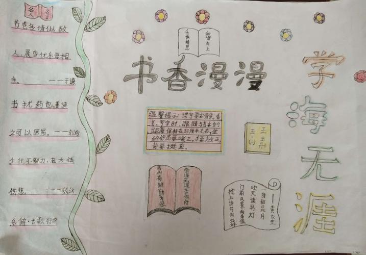 一路书香伴我行-定陶区天中学区东关小学以读书为主题的手抄报展