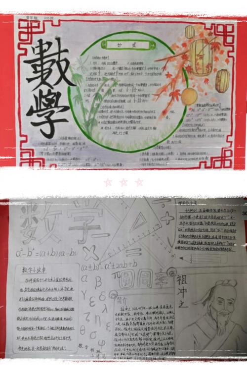 聆听数学的低语感悟科学的真谛记区一中初中部七八年级手抄报