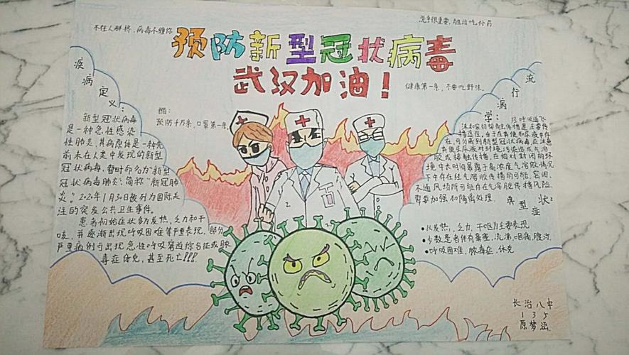 长治八中高一年级135班预防春季疾病和预防新冠肺炎手抄报展览