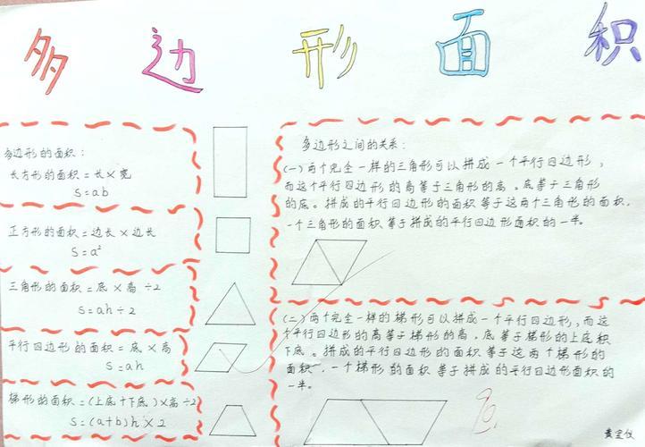 手抄报简单又好看小小手抄报大大数学梦生活多边形面积手抄小报素材