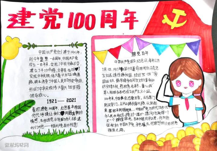 童心向党献礼建党100周年手抄报