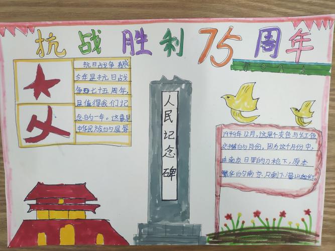 纪念抗战胜利75周年手抄报评比活动毓秀路小学文兴校区五3