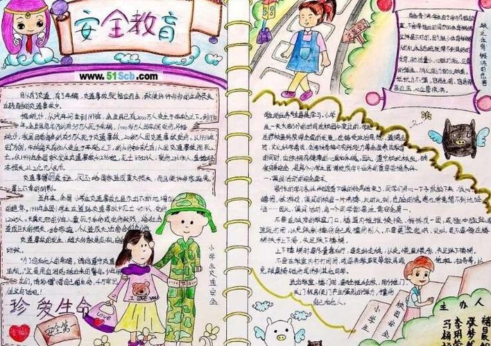 中学生安全手抄报图片手抄报版面设计-学笔画