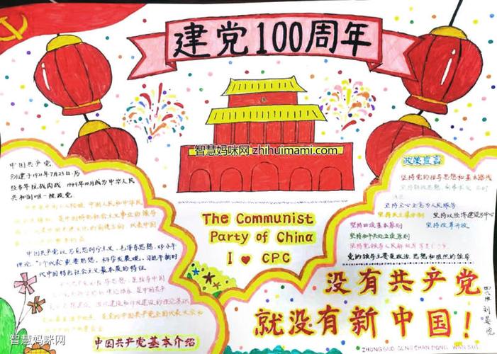 小学生建党100周年手抄报绘画