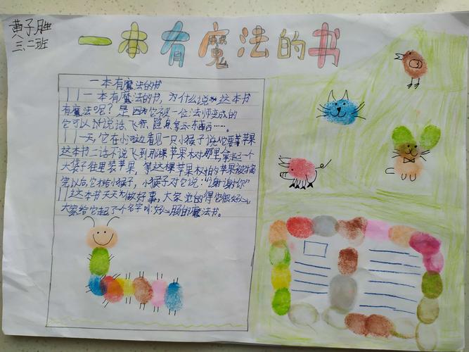 濮阳市油田第六小学三年级2班手指画主题手抄报精选