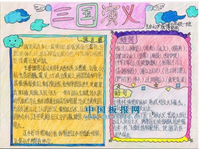 小学生三国演义手抄报图片手抄报版面设计-学笔画