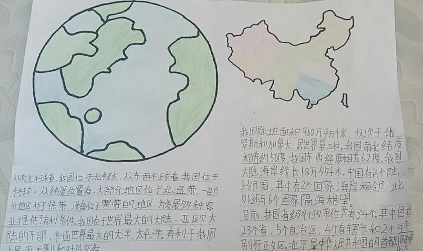 地球与地图七年五班第一期地理手抄报地球和地图中国的地理知识手抄报