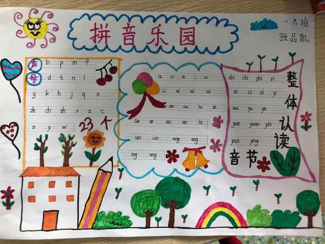 小学一年级同学的拼音手抄报作品