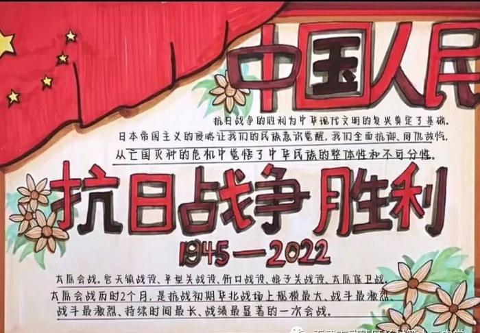 第四张纪念中国抗日战争胜利77周年手抄报简