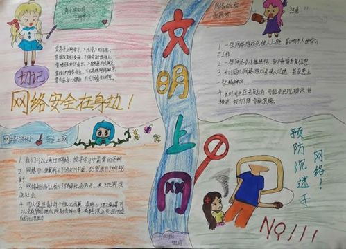 小学生网络安全手抄报图片内容简单好画图片手抄报版面设计-学笔画