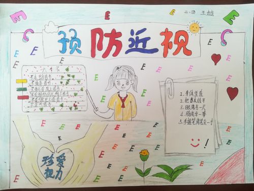 桥东里小学 二年级四班 《预防近视》手抄报