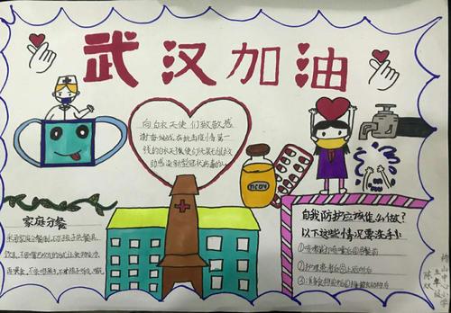 少先队员在行动榜山中心小学预防新型冠状病毒视频手抄报绘画