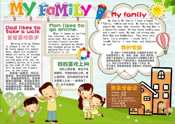 以家为主题的英语手抄报-my family