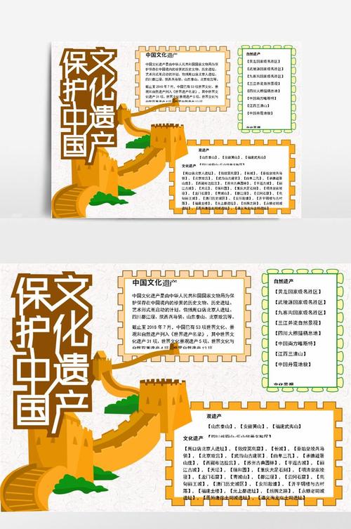 保护中国文化遗产06小报手抄报模板