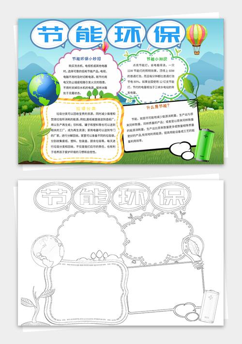 新能源小报节约资源爱护环境环保手抄报设计