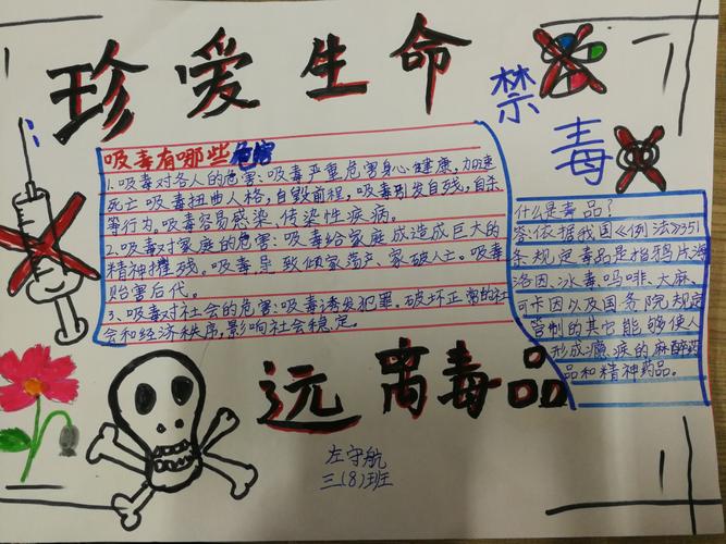 三八班小学生禁毒手抄报活动报道