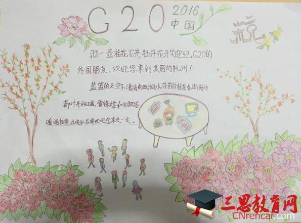 2021年小学生迎接g20我来画文明手抄报图片制作