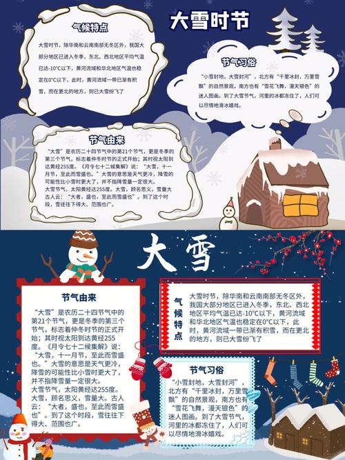 76家有小学生必备75大雪手抄报