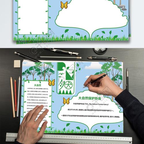 创意绿色创意字体保护大自然手抄报小报