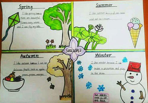 四季更迭万物循生明珠实验小学开展以季节为主题的英语手抄报英语be