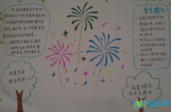 春节放烟花小学生手抄报