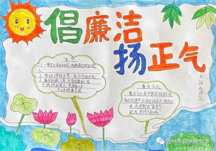 忻州市云中路小学崇清敬廉手抄报学生作品展