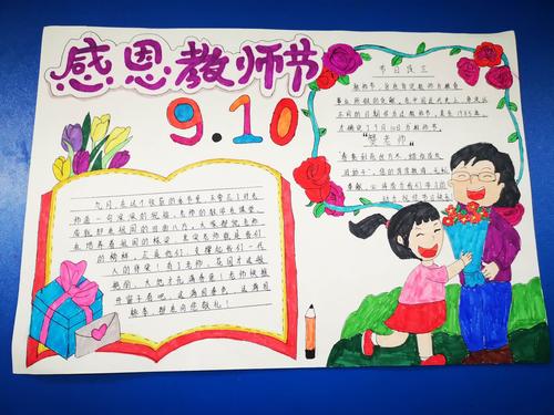 湘南小学一年级54班教师节手抄报