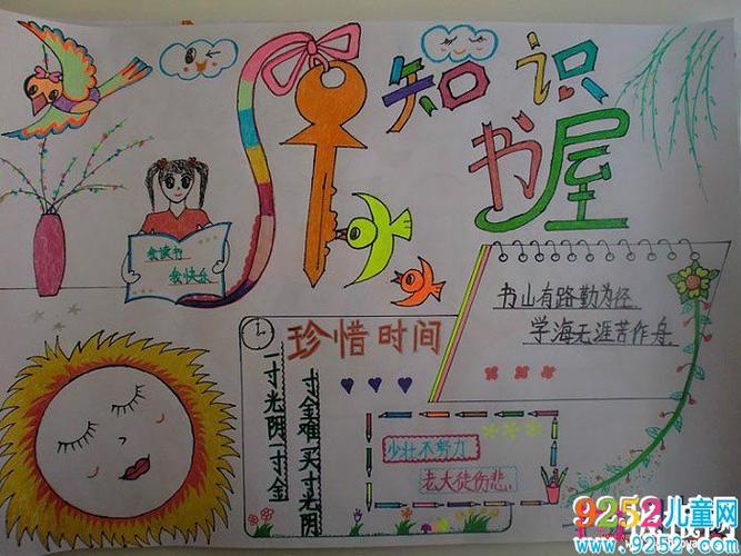 小学生关于读书的手抄报图片知识书屋学生生活手抄报读书手抄报